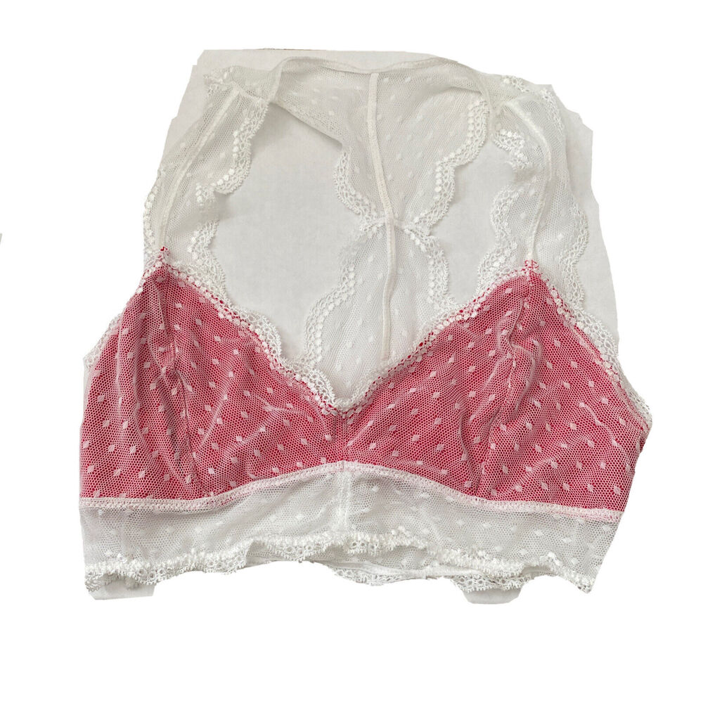 Honeydew Women Lace Bralette Bra Red/White Size S